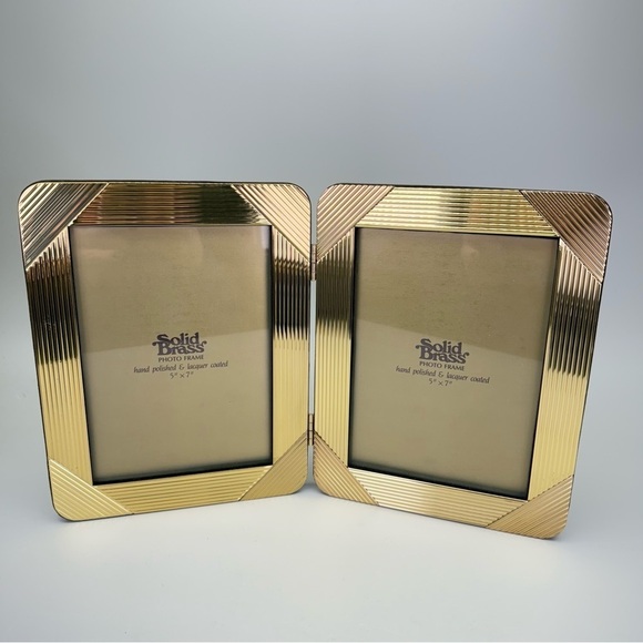 Vintage Solid Brass Double Photo Frame - Picture 1 of 7